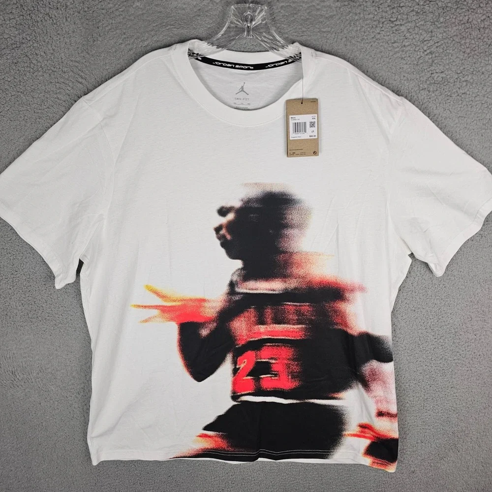 Jordan T-Shirt Mens XXL White HQ8966-100 Sport Dri-FIT Graphic Jumpman Active